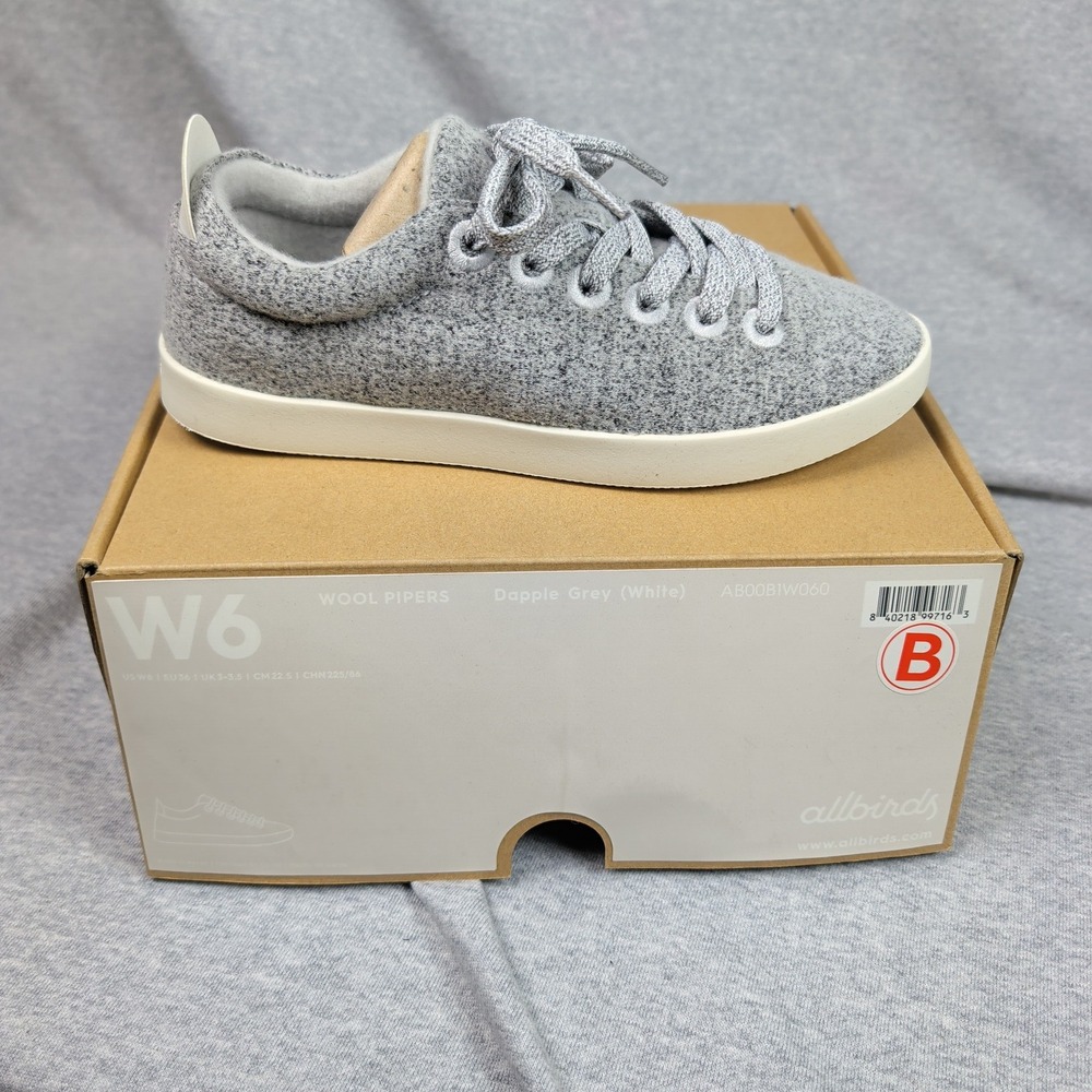 Allbirds Wool Pipers Dapple Grey White Sneakers AB00BIW060 Womens 6